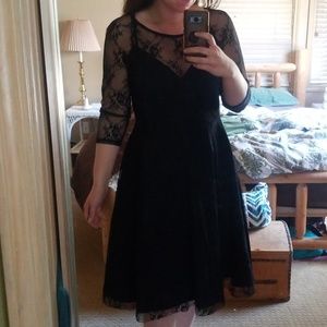 Black semi formal knee length lace dress